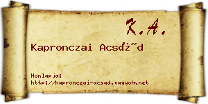 Kapronczai Acsád névjegykártya